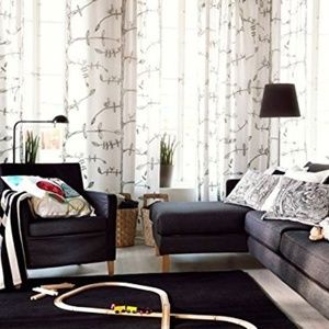 Ikea Accents White Black Bird Branch Curtains Drapes Eivor